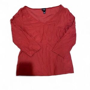Eileen Fisher Women's Rust Orange 3/4 Long Sleeve Top